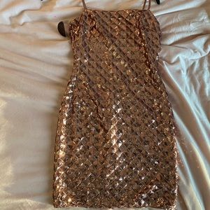 NWT Hot Miami styles rose gold sequin mini dress